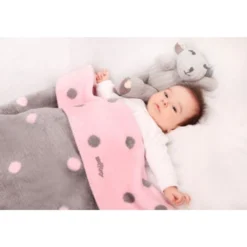 Zaffiro Grijs & Roze Gestipt 75 X 100 Cm Wiegdeken 15069 -Dolu Verkoopwinkel 23506 groch rozszary 4 1