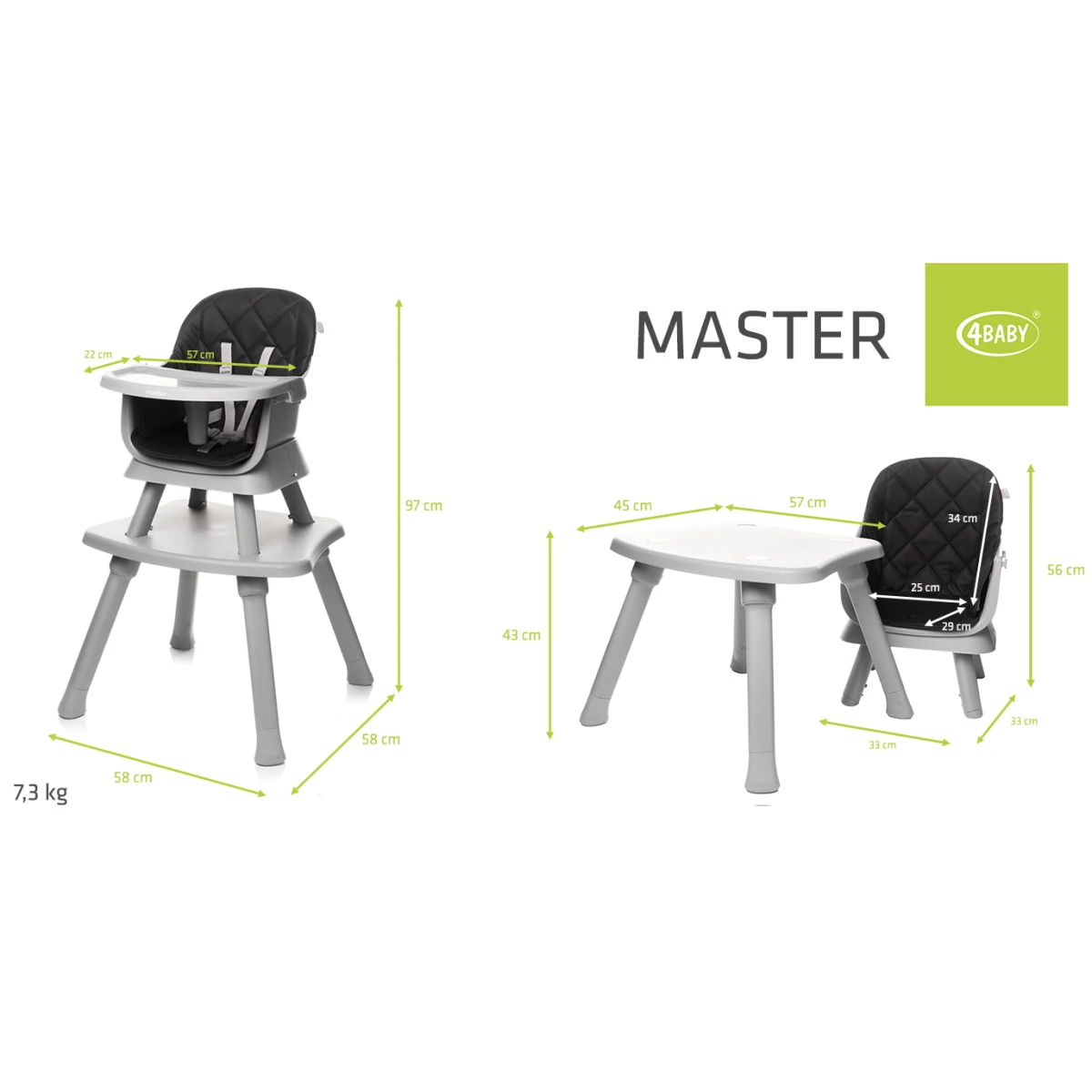 4Baby Master XXIII Black 6-in-1 Kinderstoel 15 4Baby Master XXIII Black 6-in-1 Kinderstoel - Afbeelding 15