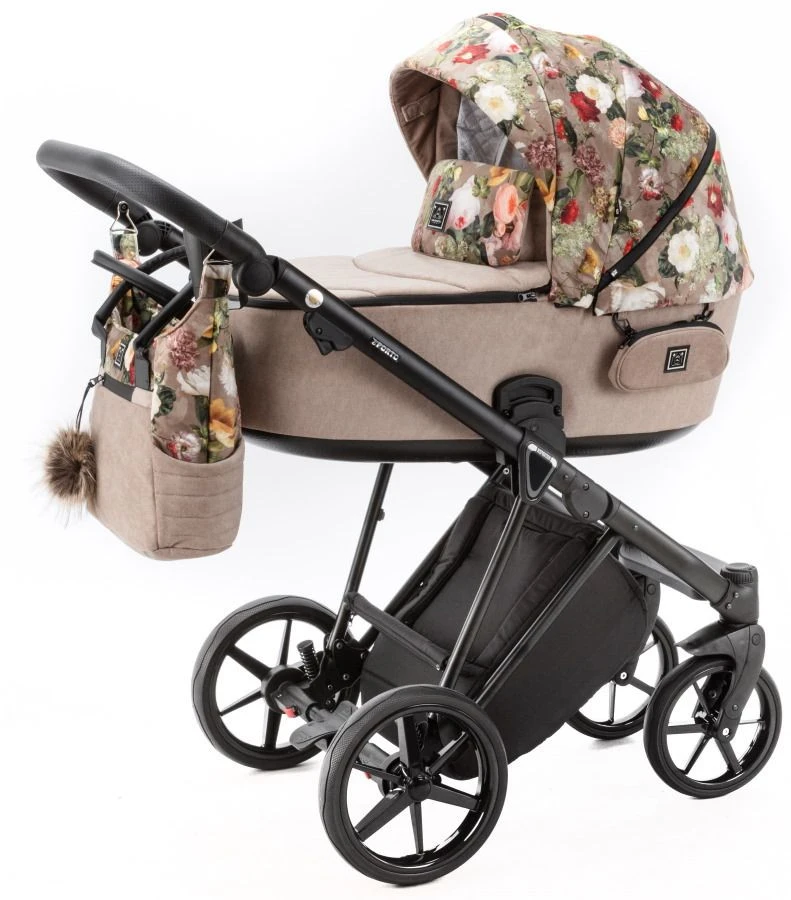 Adamex Porto Flowers Beige 2-in-1 Kinderwagen FL-5 1 Adamex Porto Flowers Beige 2-in-1 Kinderwagen FL-5