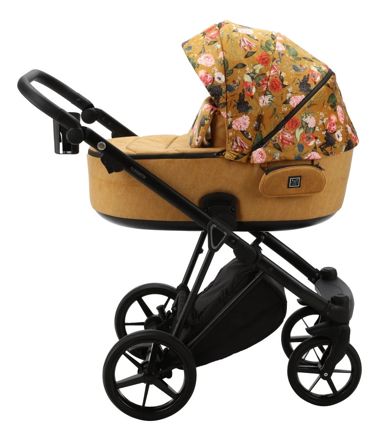 Adamex Porto Flowers Ochre 2-in-1 Kinderwagen FL-3 2 Adamex Porto Flowers Ochre 2-in-1 Kinderwagen FL-3 - Afbeelding 2