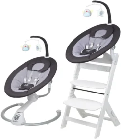 Babygo Homey Set Black/White Babyschommel En Kinderstoel 19014