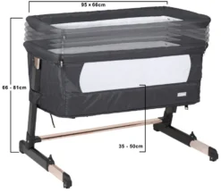 Babygo Together Zwart/Roségoud Wieg Aan Bed 4605 -Dolu Verkoopwinkel babygo together zwart goud wieg aan bed 4605 1