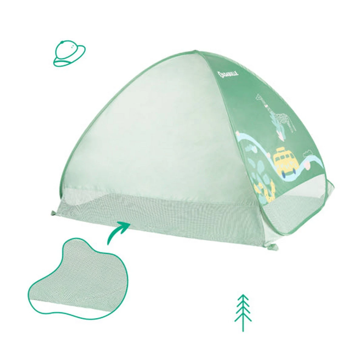 Badabulle Green Anti-UV Tent B038205 2 Badabulle Green Anti-UV Tent B038205 - Afbeelding 2
