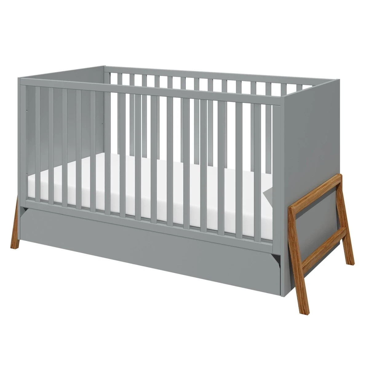 Bellamy Lotta Grey Babykamer: Ledikant/Juniorbed, Commode Met 6 Lades En 2-Deurskast 2 Bellamy Lotta Grey Babykamer: Ledikant/Juniorbed, Commode Met 6 Lades En 2-Deurskast - Afbeelding 2