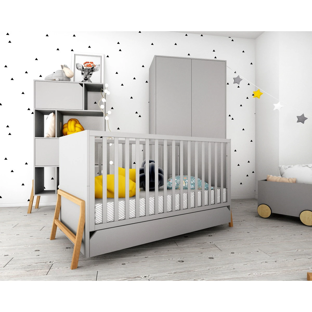 Bellamy Lotta Grey Babykamer: Ledikant/Juniorbed, Commode En 2-Deurskast 13 Bellamy Lotta Grey Babykamer: Ledikant/Juniorbed, Commode En 2-Deurskast - Afbeelding 13
