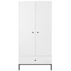 Bellamy Lumi White Babykamer: Ledikant/Juniorbed, Commode En 2-Deurskast -Dolu Verkoopwinkel bellamy lumi white 2 deurskast lubisz2d 1 1