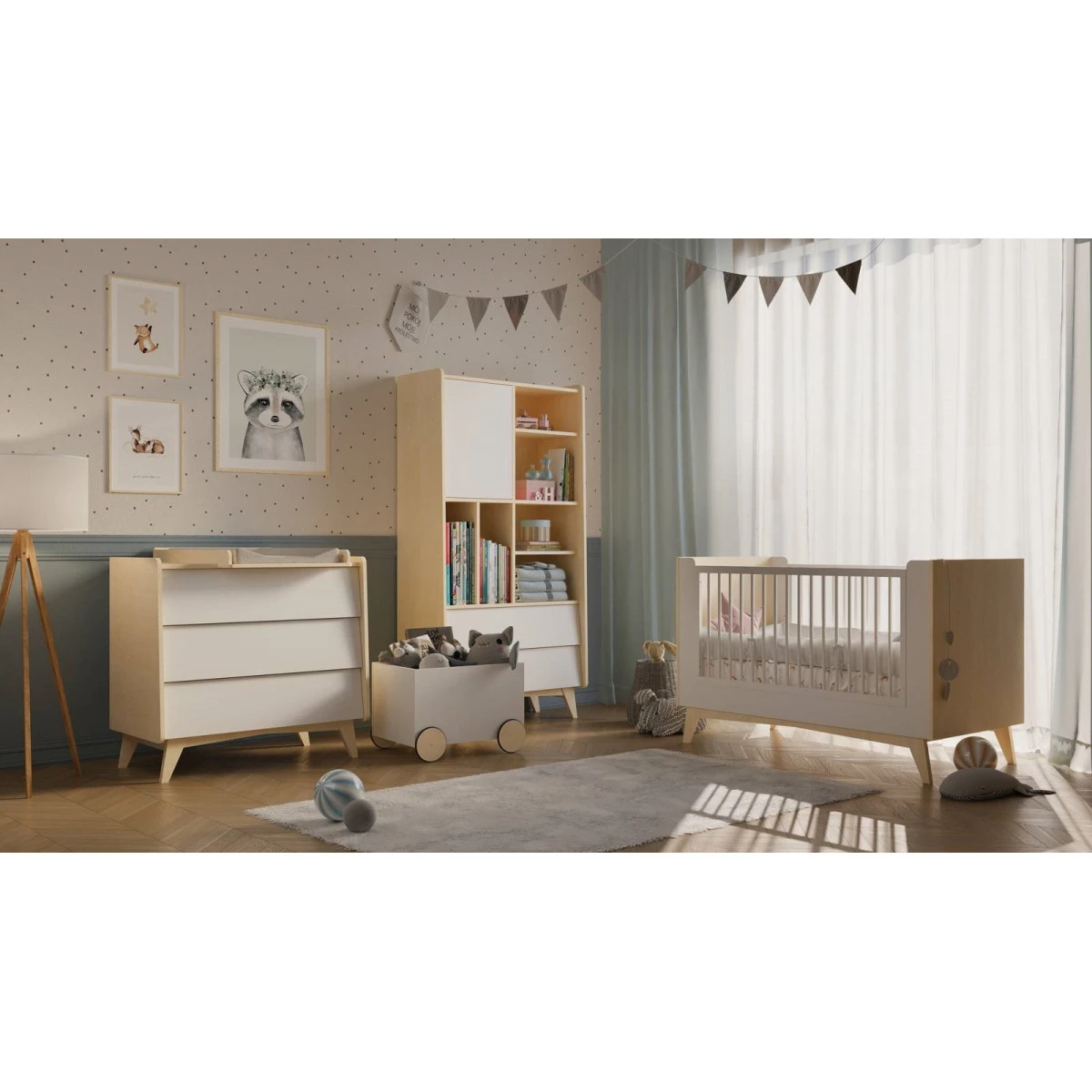 Bellamy So Sixty Babykamer: Ledikant/Juniorbed, Commode En 2-Deurskast 1 Bellamy So Sixty Babykamer: Ledikant/Juniorbed, Commode En 2-Deurskast