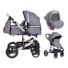 Cangaroo Gala Dark Grey/Silver 3-in-1 Combi Kinderwagen Incl. Autostoel.