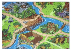 Kids Corner Playcity/Dino 95x113 Cm Omkeerbaar Vloerkleed En Speelmat -Dolu Verkoopwinkel kids corner playcity dino 95x113 cm omkeerbaar vloerkleed en speelmat 3 1