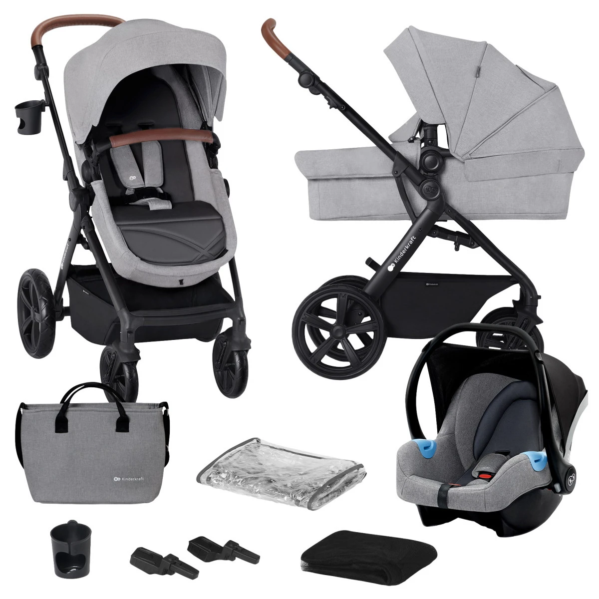 Kinderkraft A-Tour Light Grey 3-in-1 Kinderwagen Incl. Autostoel KSATOU00LGR3000 1 Kinderkraft A-Tour Light Grey 3-in-1 Kinderwagen Incl. Autostoel KSATOU00LGR3000