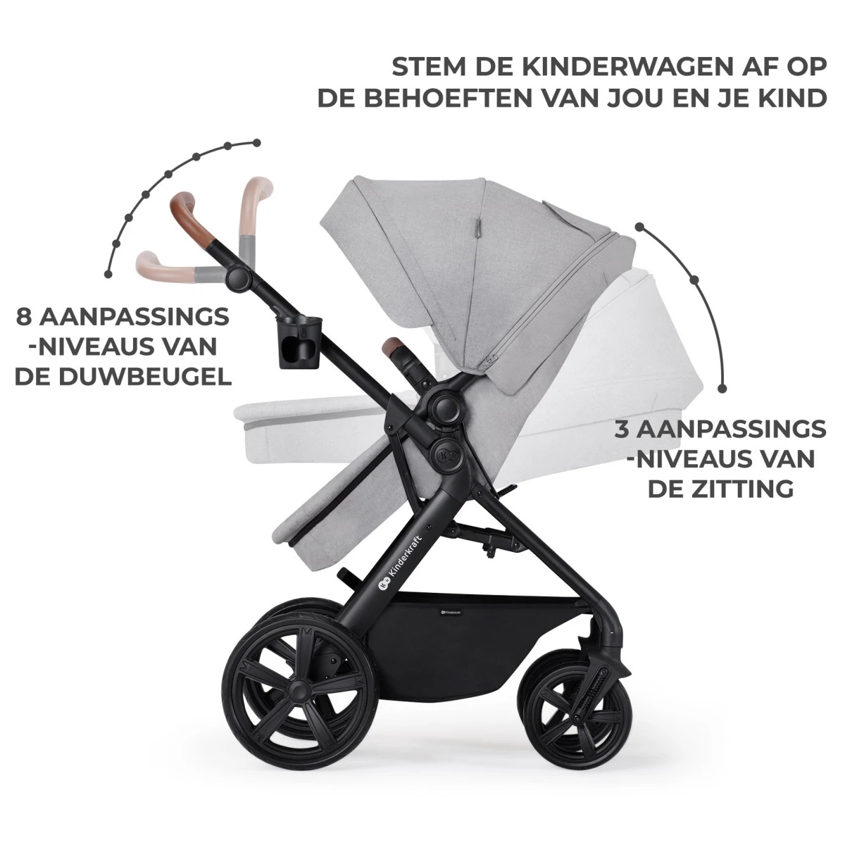Kinderkraft A-Tour Light Grey 3-in-1 Kinderwagen Incl. Autostoel KSATOU00LGR3000 8 Kinderkraft A-Tour Light Grey 3-in-1 Kinderwagen Incl. Autostoel KSATOU00LGR3000 - Afbeelding 8
