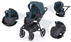 Kunert Talisman Black Green 2-in-1 Kinderwagen TA-04-BLACK -Dolu Verkoopwinkel kunert talisman black green 2 in 1 kinderwagen ta 04 black 17 1