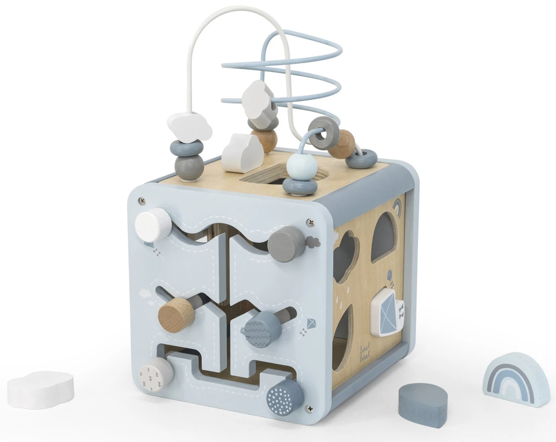 Label Label Blauw Houten Activiteitenkubus LLWT-34307 2 Label Label Blauw Houten Activiteitenkubus LLWT-34307 - Afbeelding 2