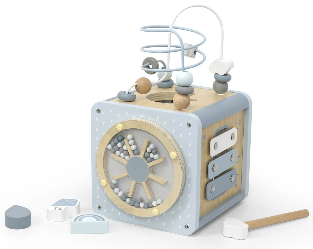 Label Label Blauw Houten Activiteitenkubus LLWT-34307 3 Label Label Blauw Houten Activiteitenkubus LLWT-34307 - Afbeelding 3