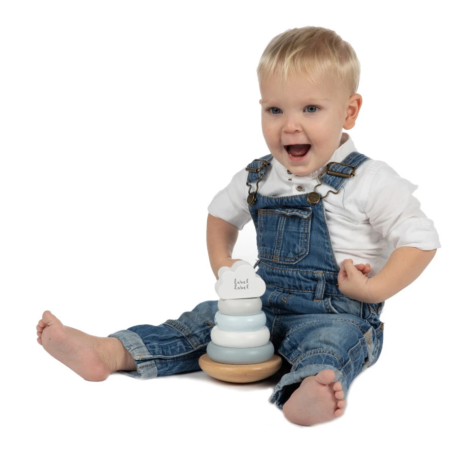 Label Label Blauw Houten Tuimelring Piramide LLWT-25255 4 Label Label Blauw Houten Tuimelring Piramide LLWT-25255 - Afbeelding 4