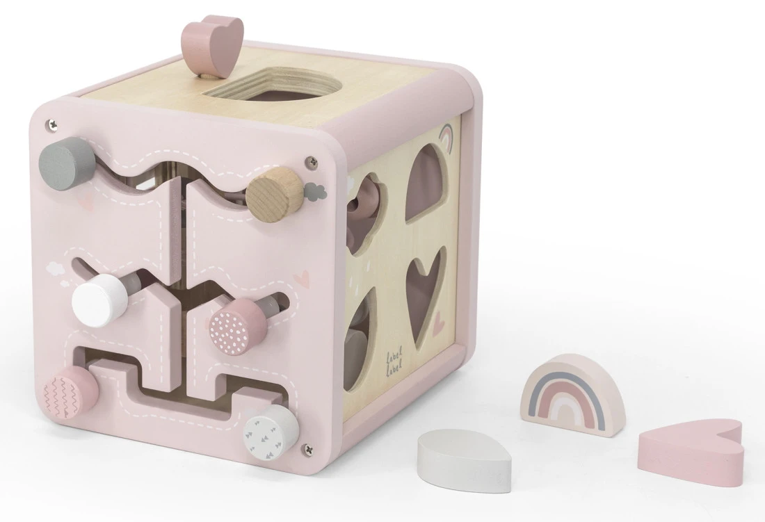 Label Label Roze Houten Activiteitenkubus LLWT-34314 4 Label Label Roze Houten Activiteitenkubus LLWT-34314 - Afbeelding 4