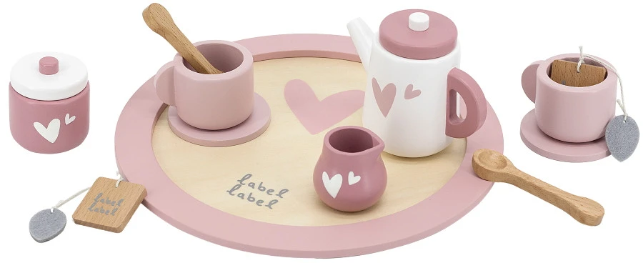Label Label Roze Houten Theeservies Set LLWT-24838 1 Label Label Roze Houten Theeservies Set LLWT-24838