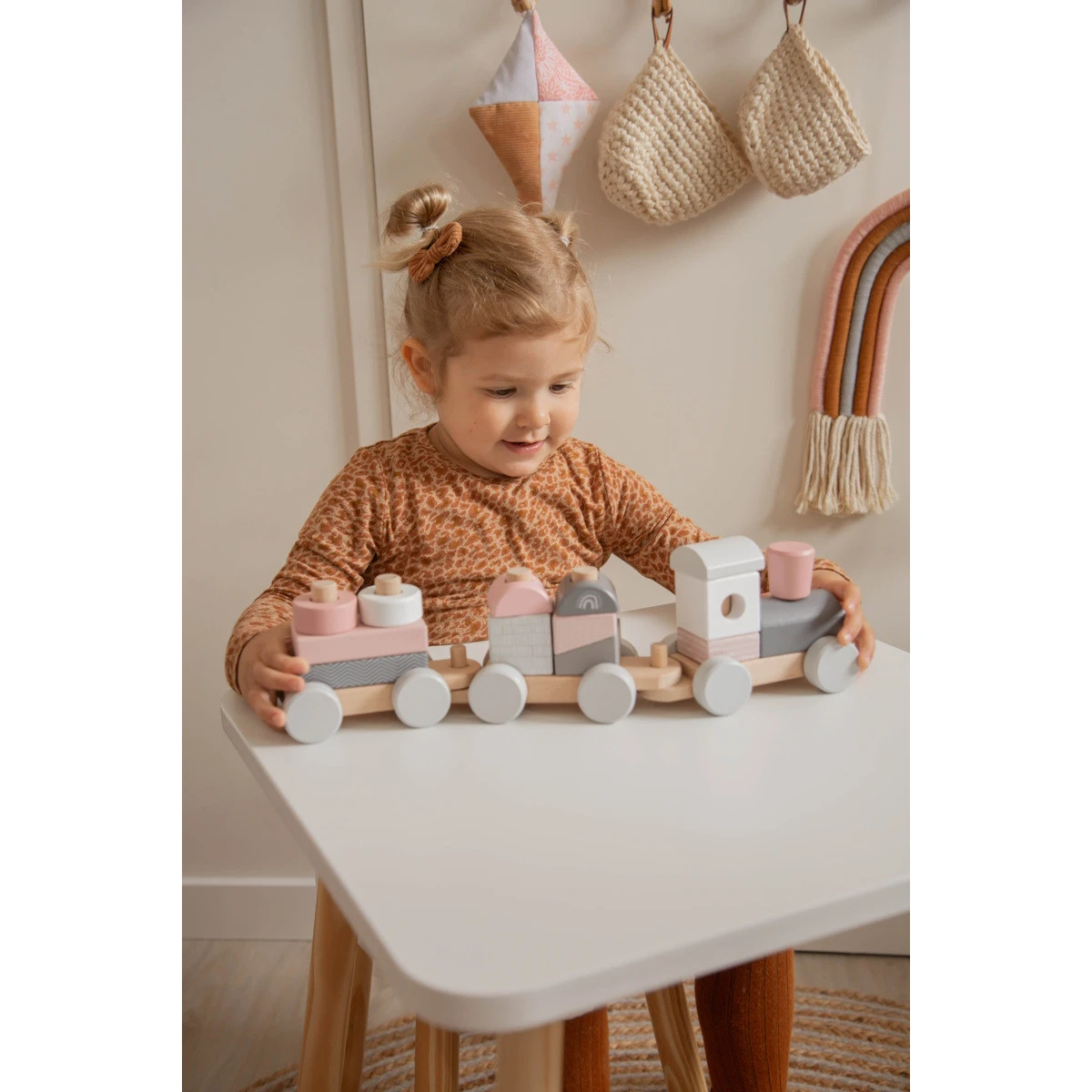 Label Label Roze Houten Speelgoed Trein LLWT-25163 2 Label Label Roze Houten Speelgoed Trein LLWT-25163 - Afbeelding 2