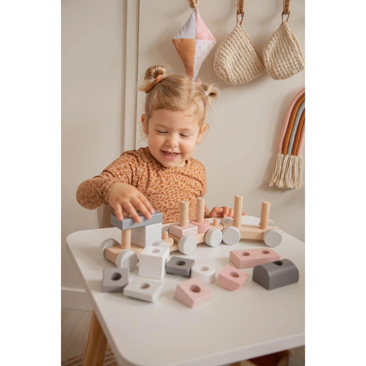 Label Label Roze Houten Speelgoed Trein LLWT-25163 4 Label Label Roze Houten Speelgoed Trein LLWT-25163 - Afbeelding 4