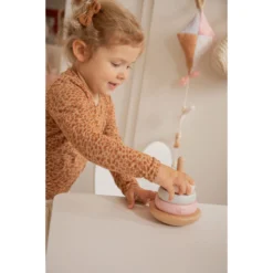 Label Label Roze Houten Tuimelring Piramide LLWT-25224 -Dolu Verkoopwinkel llwt 25224 5420067925224 stacking rings balance pink 02