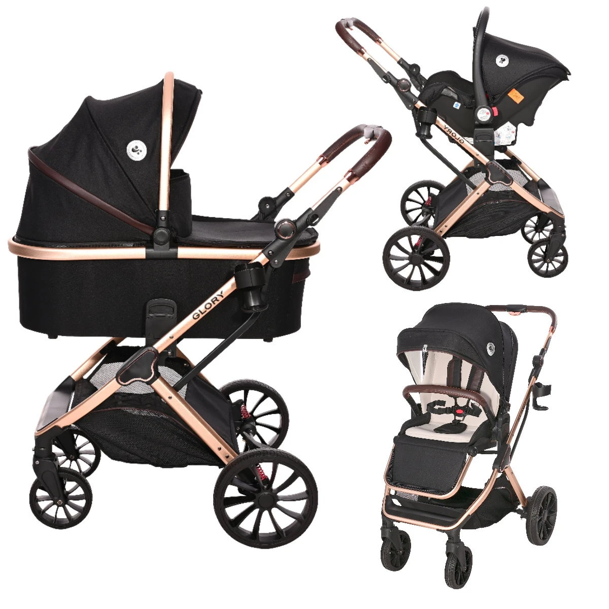Lorelli Glory Black Diamonds 3-in-1 Combi Kinderwagen Incl. Autostoel 1002176-2304
