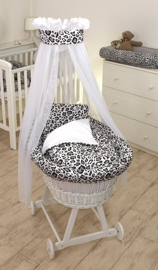 MamaLoes Panter Grijs Deluxe Wit Baby Wiegje 80749 1 MamaLoes Panter Grijs Deluxe Wit Baby Wiegje 80749