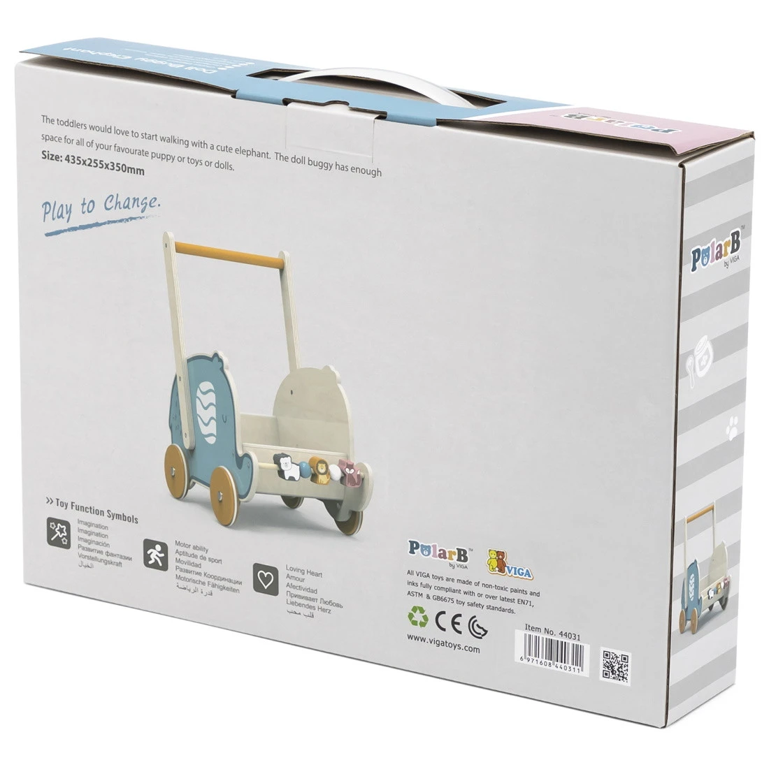 PolarB Olifant Houten Poppenwagentje 44031 8 PolarB Olifant Houten Poppenwagentje 44031 - Afbeelding 8