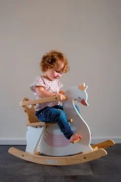 Tryco Zwaan Houten Hobbeldier TR-353011 -Dolu Verkoopwinkel tr 353011 tryco wooden rocking animals swan 02